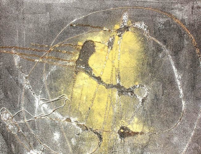 Painting titled "Vers la Lune" by Malinka, Original Artwork, Acrylic Mounted on Wood Stretcher frame