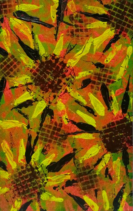 Painting titled "Field of sunflowers" by Sofia Malinkina, Original Artwork, Gouache