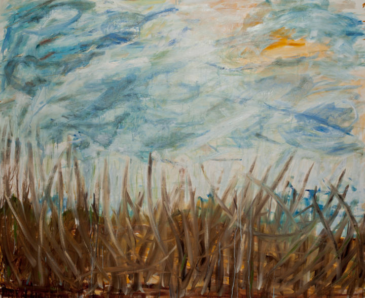 Pittura intitolato "Fields in the Valley" da Malka Jacobov Zamir, Opera d'arte originale, Olio