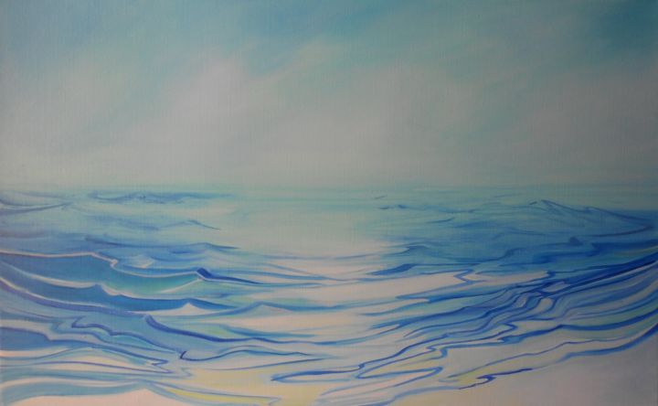 Peinture intitulée "Jeux de vagues" par Patricia Malka, Œuvre d'art originale, Huile