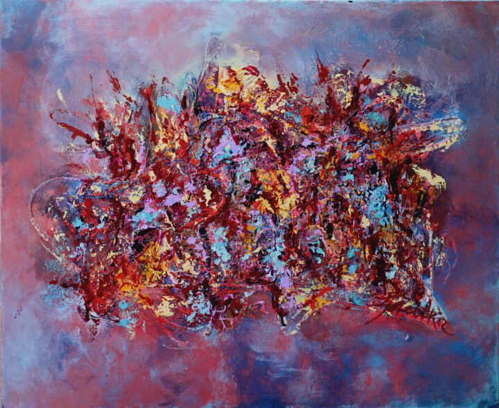 Painting titled "Fireworks of War -…" by Malka Tsentsiper, Original Artwork, Acrylic
