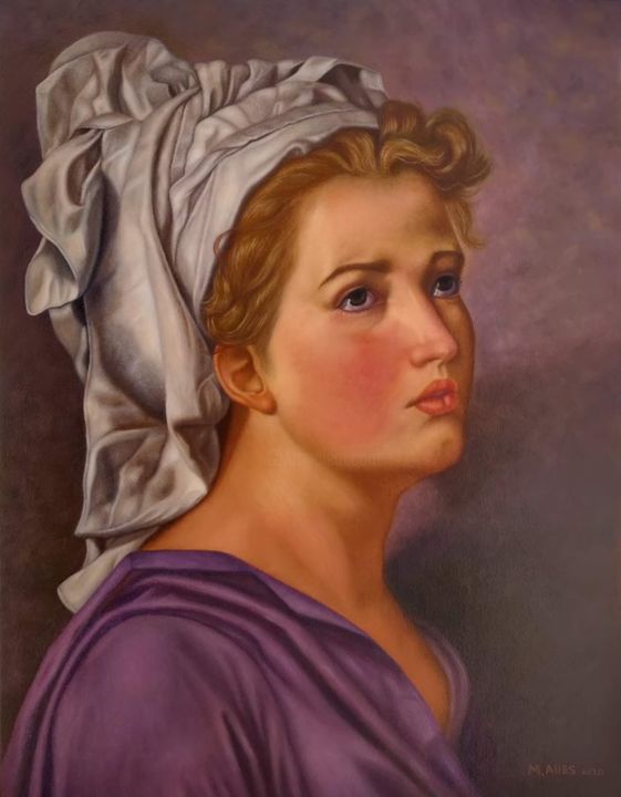 Pintura intitulada "Mujer con turbante" por Magdalena Alles, Obras de arte originais, Óleo
