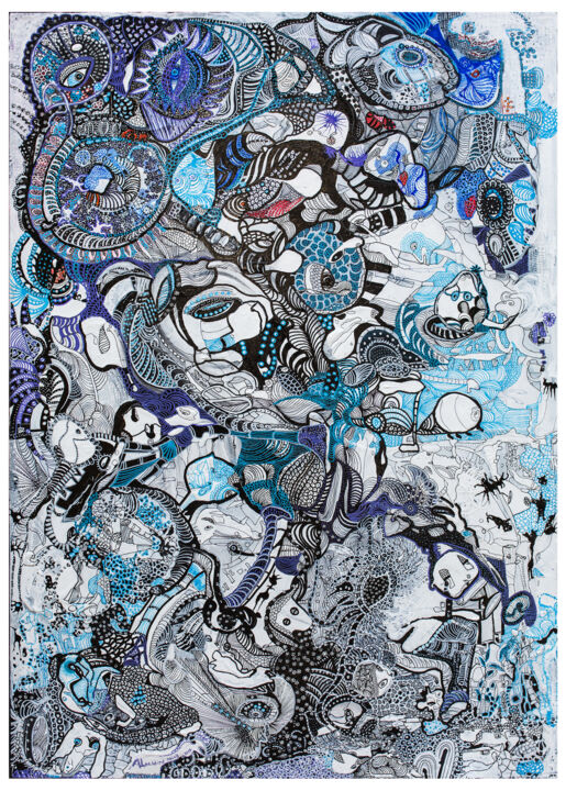 Картина под названием "Frenzy" - Mally Elbaz (Mally Elbaz Almandine), Подлинное произведение искусства, Акрил