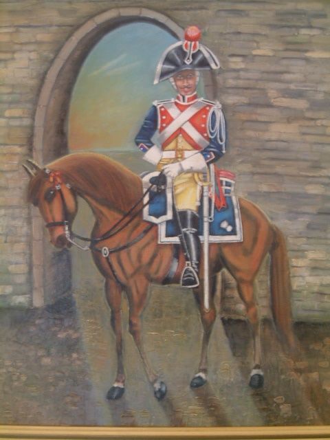 Painting titled "gendarme à cheval" by Jean Chuberre, Original Artwork