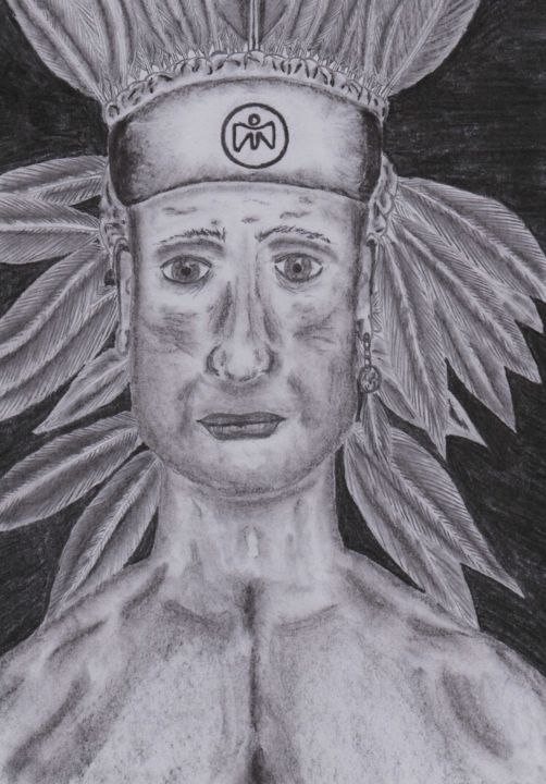 Drawing titled "l'indien" by Thomas Malou, Original Artwork, Charcoal