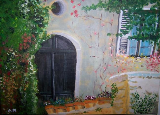 Painting titled "le mas provencal" by André Malterre, Original Artwork