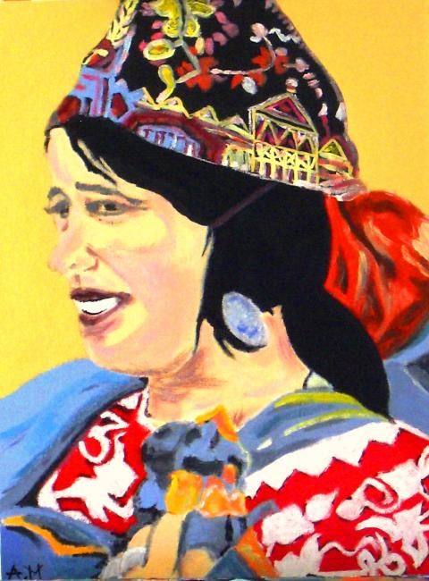 Painting titled "jeune femme marocai…" by André Malterre, Original Artwork