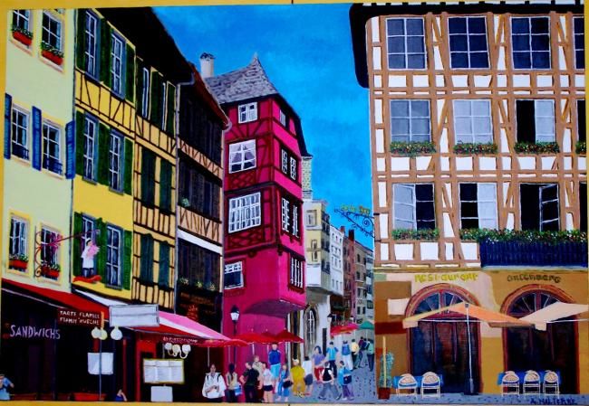 Pintura intitulada "vieux strasbourg" por André Malterre, Obras de arte originais