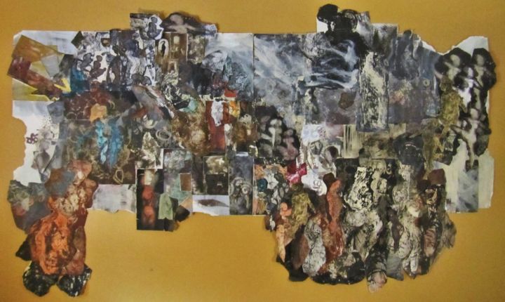Gravures & estampes intitulée "Wall of Lascaux" par Malu Ribeiro, Œuvre d'art originale, Monotype