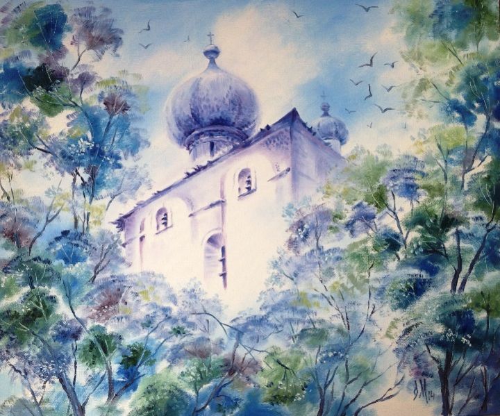 Ζωγραφική με τίτλο "Church.jpg" από Olga, Αυθεντικά έργα τέχνης, Λάδι
