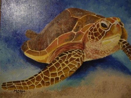 Peinture intitulée "Tortue" par Malya, Œuvre d'art originale