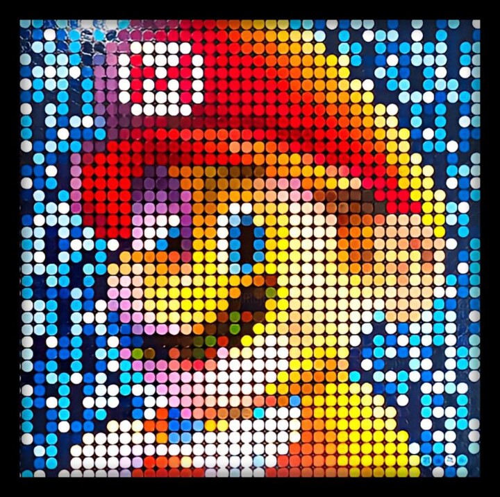 Peinture intitulée ""Super Mario Dots"" par Mamà Dots Roma, Œuvre d'art originale, Huile