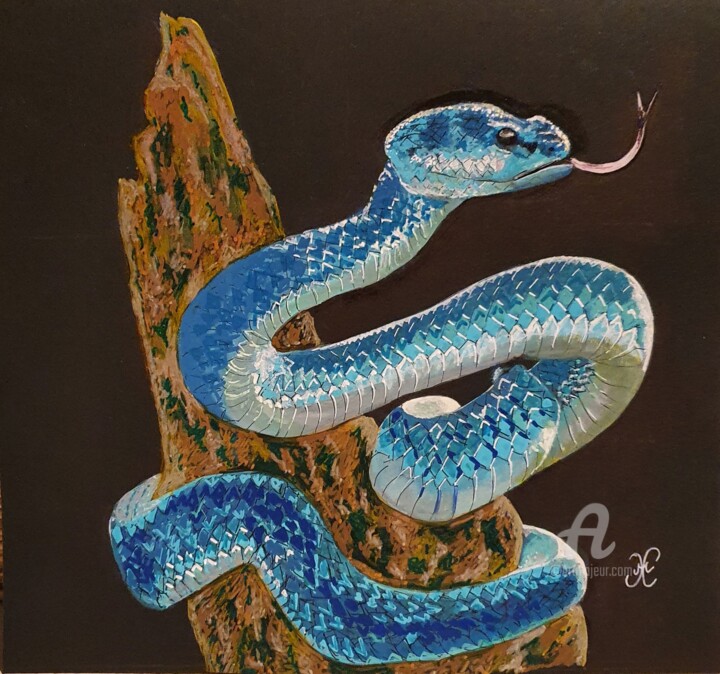 Рисунок под названием "Le serpent" - Maman Aigle, Подлинное произведение искусства, Маркер