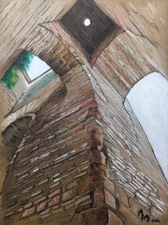 Dibujo titulada "Alcázar Jerez de la…" por Mamé Ríos, Obra de arte original, Lápiz
