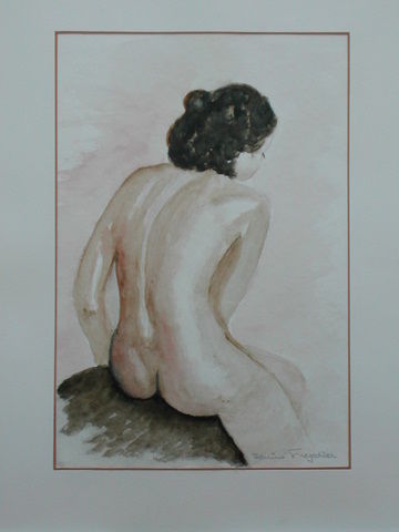 Pintura titulada "La pause (sépia)" por Mamija, Obra de arte original