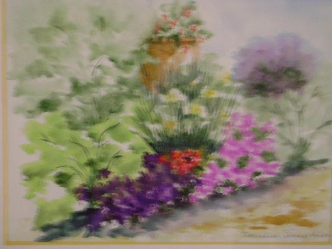 Peinture intitulée "Le jardin d'Annie" par Mamija, Œuvre d'art originale