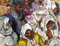 Peinture intitulée "foule" par El Mamoune Alaoui Jamali, Œuvre d'art originale