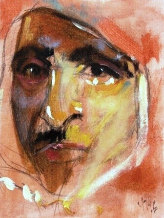 Peinture intitulée "portrait" par El Mamoune Alaoui Jamali, Œuvre d'art originale