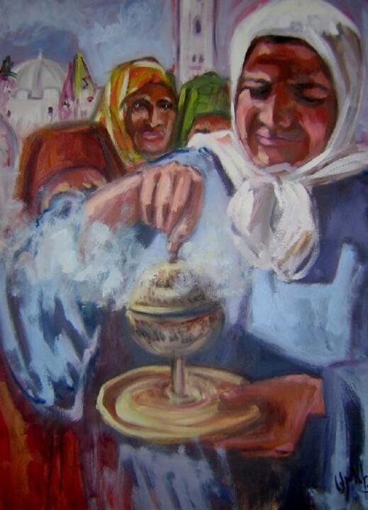 Painting titled "bkhour" by El Mamoune Alaoui Jamali, Original Artwork