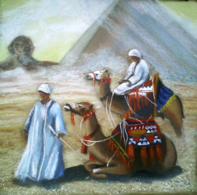 Ζωγραφική με τίτλο "Egypte" από Mamoune7, Αυθεντικά έργα τέχνης, Λάδι