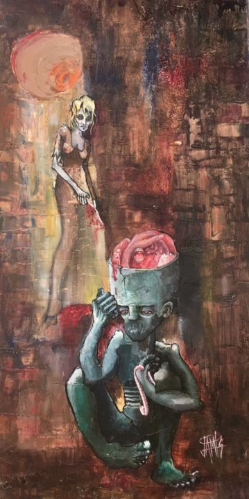 Peinture intitulée "Naissance contrarié…" par Sdwy, Œuvre d'art originale, Huile