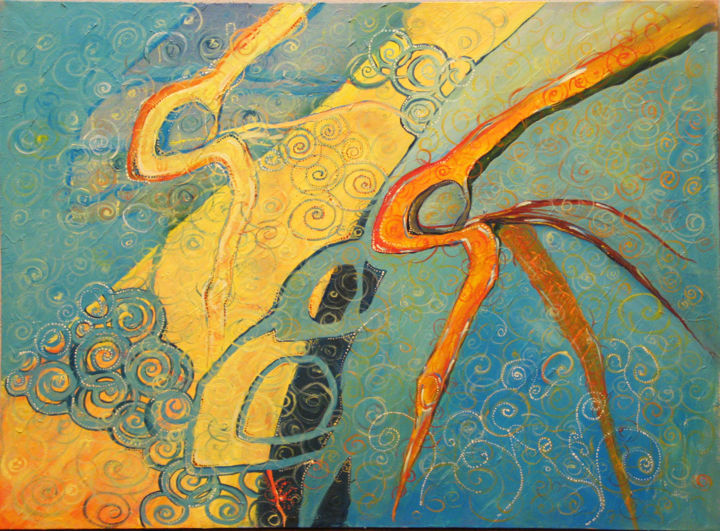 Картина под названием "Холодные Звёзды" - Юлия Капран, Подлинное произведение искусства, Масло