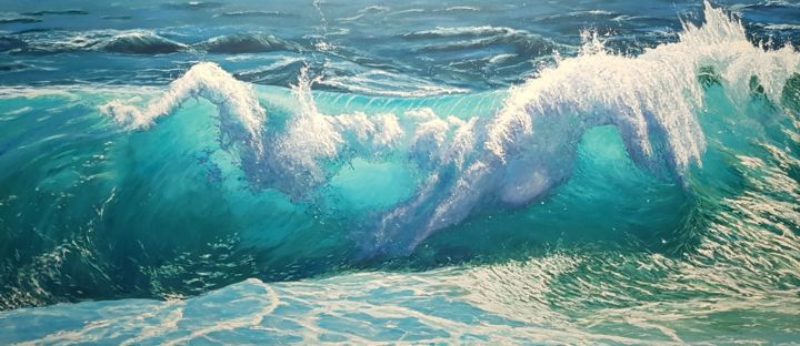 Painting titled "shore superstar" by Mantas Naulickas, Original Art, Oil