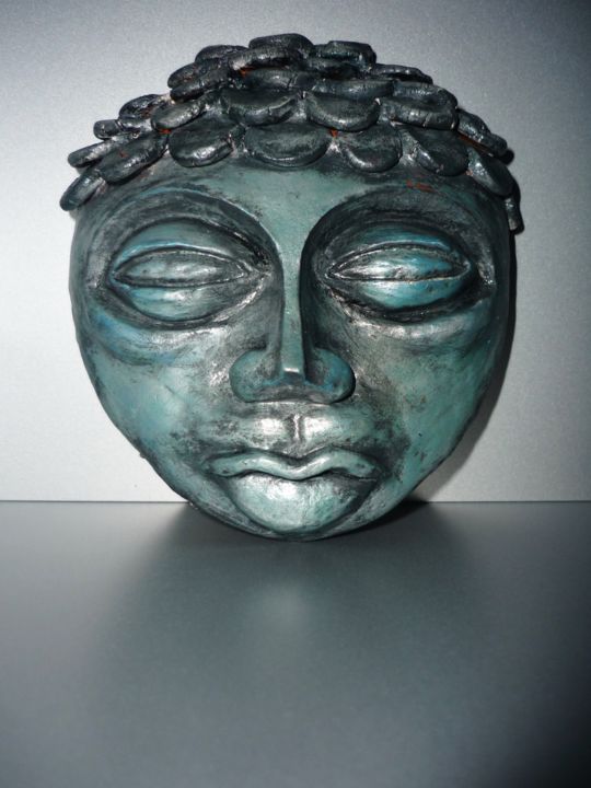Sculpture intitulée "Masque" par Meg Andg, Œuvre d'art originale, Argile