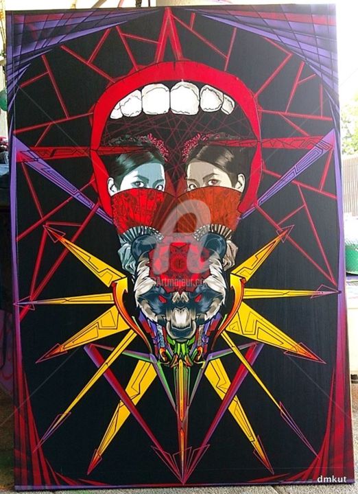 Peinture intitulée "Sweet acid dream" par Drakman Kut Kut, Œuvre d'art originale, Bombe aérosol