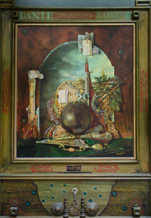 Painting titled "Dante Alighieri" by Mandy Sand, Original Artwork, Oil