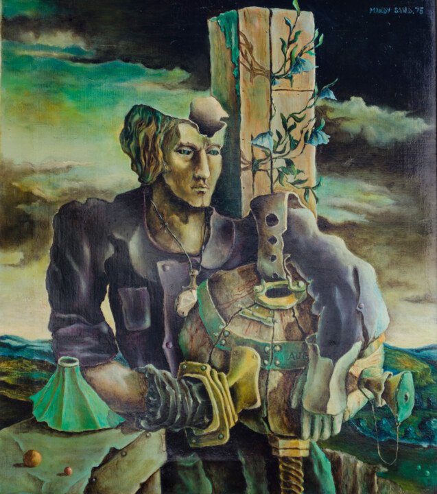 "Man with music box" başlıklı Tablo Mandy Sand tarafından, Orijinal sanat, Petrol