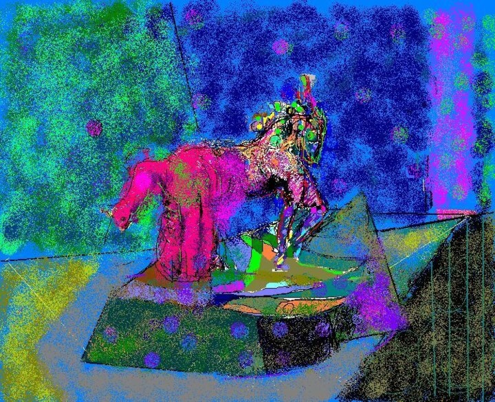 Цифровое искусство под названием "Circus's  Horse" - Mandy Sand, Подлинное произведение искусства, Цифровая живопись