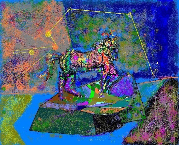 Digital Arts titled "Circus's  Horse1" by Mandy Sand, Original Artwork, Digital Painting