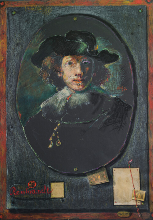 Painting titled "Rembrandt 1632" by Mandy Sand, Original Artwork