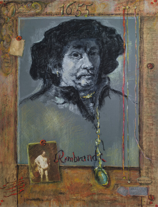 Collages titled "Rembrandt  1655" by Mandy Sand, Original Artwork, Paper