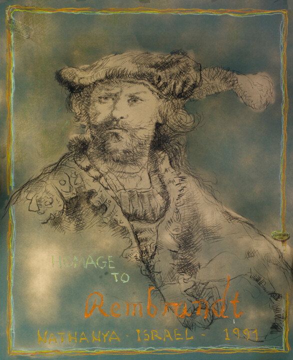 Dibujo titulada "Homage to Rembrandt" por Mandy Sand, Obra de arte original, Pastel