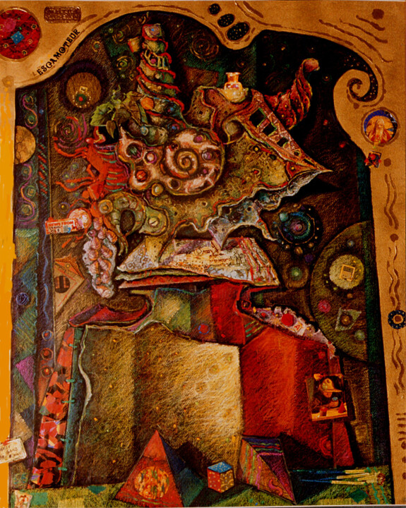Collagen mit dem Titel "Wizard" von Mandy Sand, Original-Kunstwerk, Papier