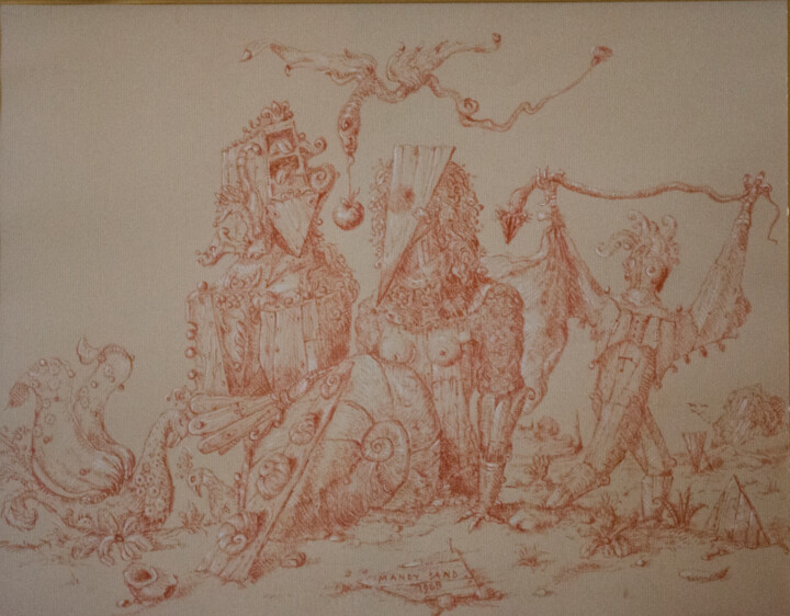 Disegno intitolato "Adam and Eve" da Mandy Sand, Opera d'arte originale, Gesso