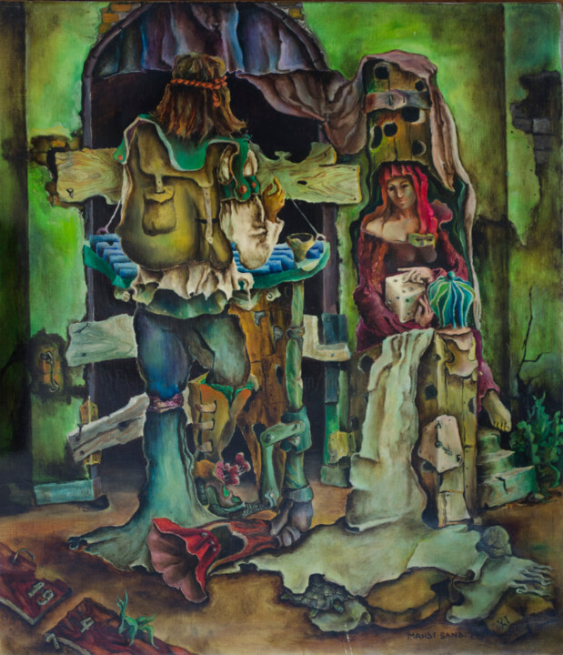 Pittura intitolato "Large Dice" da Mandy Sand, Opera d'arte originale, Olio