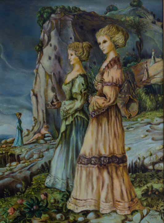 Painting titled "Promenade" by Mandy Sand, Original Artwork, Oil