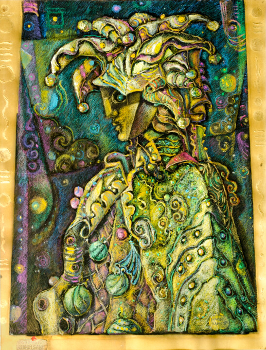 Collages titled "Yellow  Harlequin" by Mandy Sand, Original Artwork