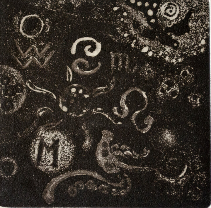 Prenten & gravures getiteld "Symbols" door Mandy Sand, Origineel Kunstwerk, Ets