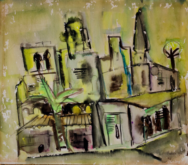 Картина под названием "Landscape of Jaffa" - Mandy Sand, Подлинное произведение искусства, Акварель