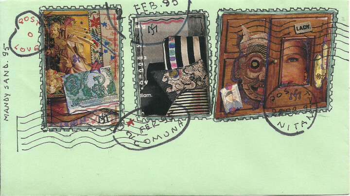 "Envelop and stamps…" başlıklı Resim Mandy Sand tarafından, Orijinal sanat, Mürekkep