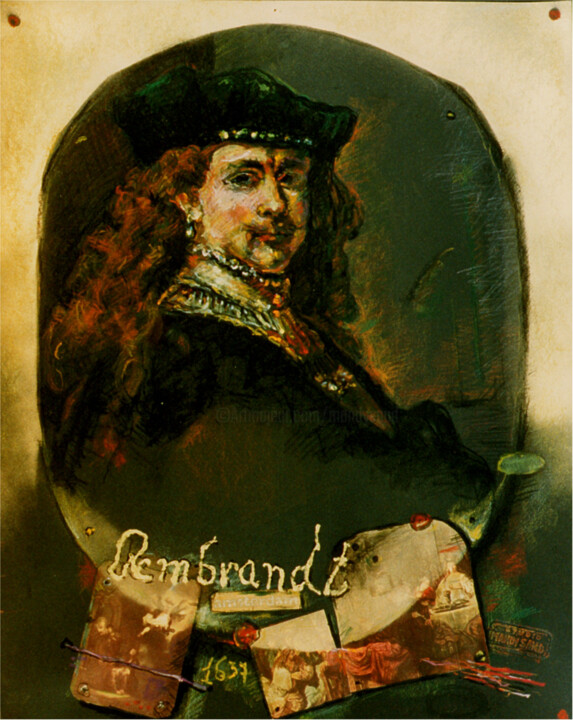 Collages titled "Rembrandt 1637" by Mandy Sand, Original Artwork, Other