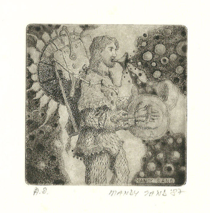 Incisioni, stampe intitolato "Noisy" da Mandy Sand, Opera d'arte originale, incisione