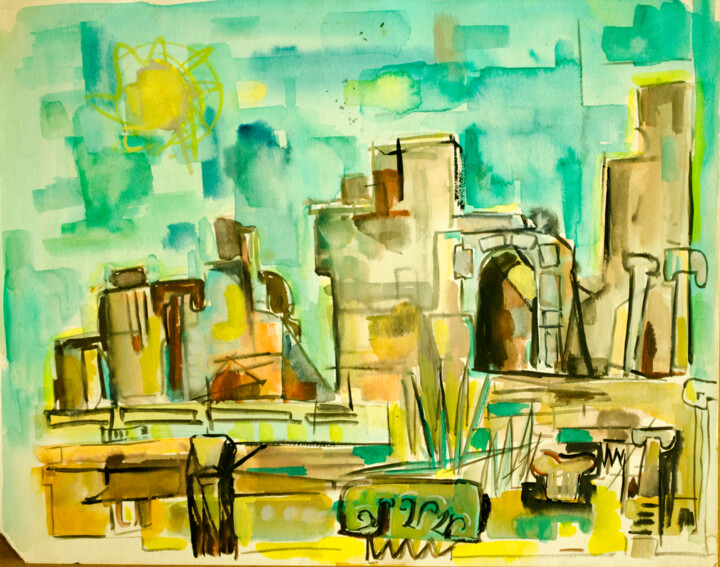 Painting titled "Buildings and Antiq…" by Mandy Sand, Original Artwork, Watercolor