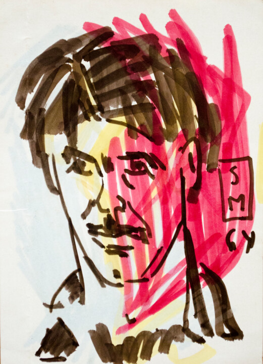 Ζωγραφική με τίτλο "Self portrait 1964_1" από Mandy Sand, Αυθεντικά έργα τέχνης, Ακουαρέλα