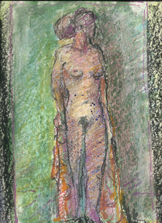 Tekening getiteld "Standing Nude _1" door Mandy Sand, Origineel Kunstwerk, Pastel