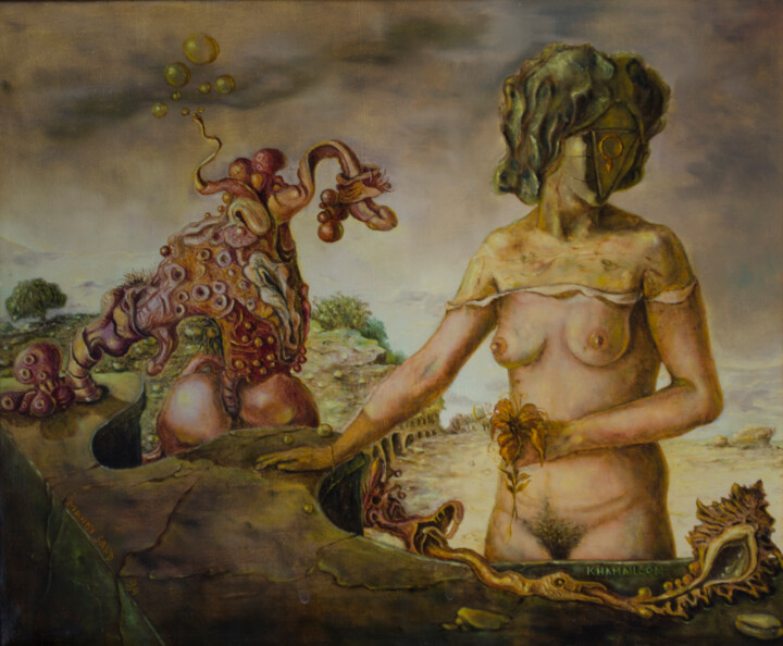 Pittura intitolato "Chameleon" da Mandy Sand, Opera d'arte originale, Olio